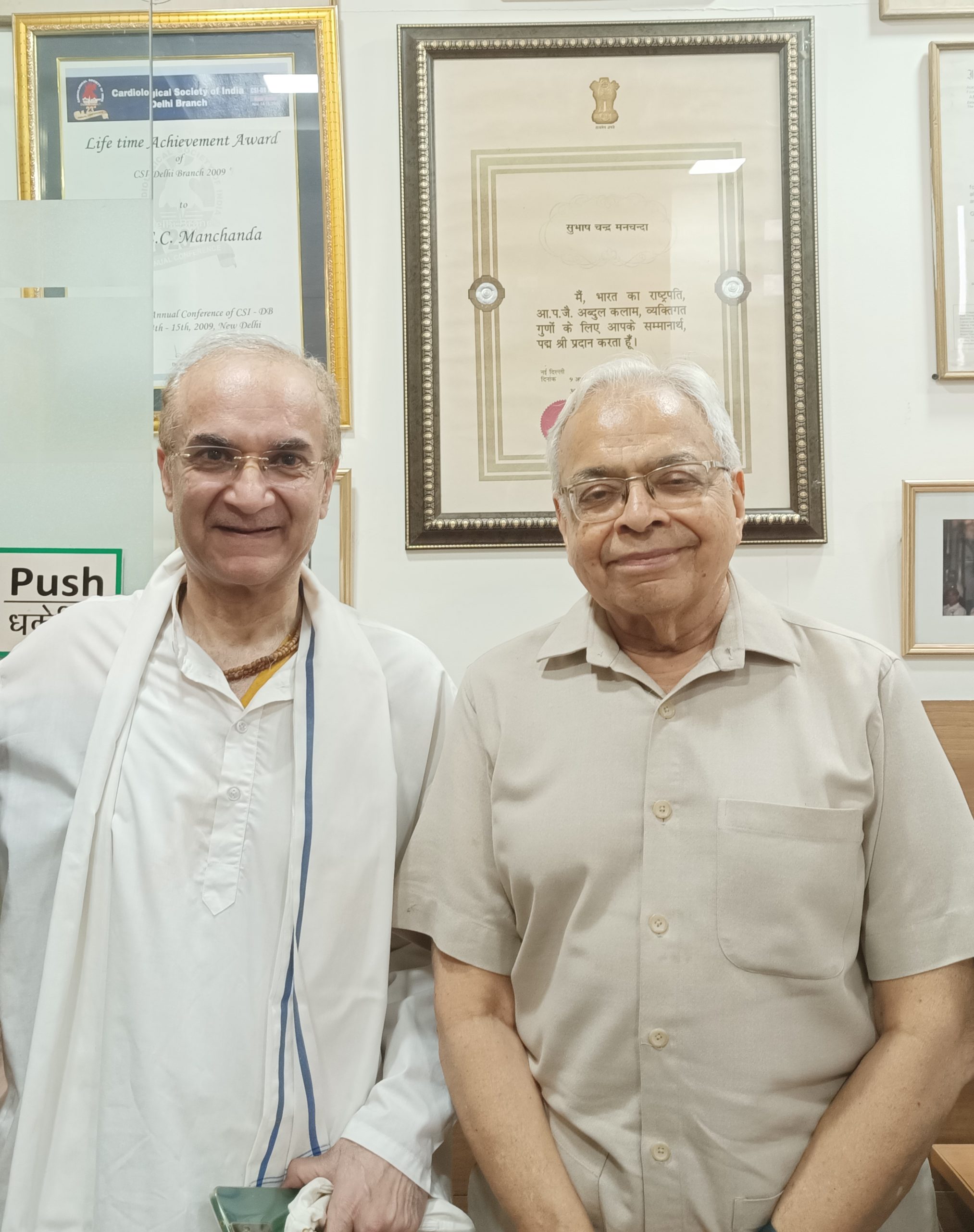 HG Rohini Nandan Das with Padma Shri Dr. S.C. Manchanda, Senior Cardiologist at Sir Ganga Ram Hospital